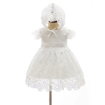 Детско празнично парти за рожден ден, бели рокли на принцеси за новородено, Детски лейси облекло с една шапка