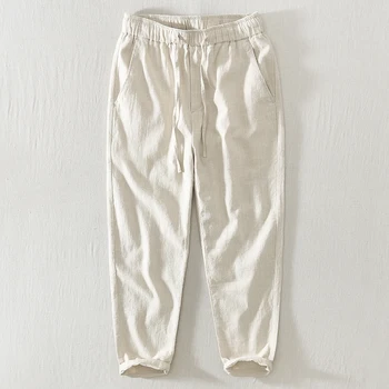 Дизайнерски Нови Ежедневни Памучни Панталони с Дължина до щиколоток С Еластичен Колан, Мъжки Тенденция на Удобни Панталони Pantalon Pantalones Hombre