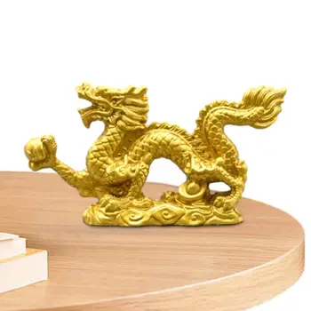 Дракон, украса на китайската Нова Година, Настолна статуетка на Зодиака от смола, Малка фигурка на талисман за спални, лавица за книги, Стоки за дома