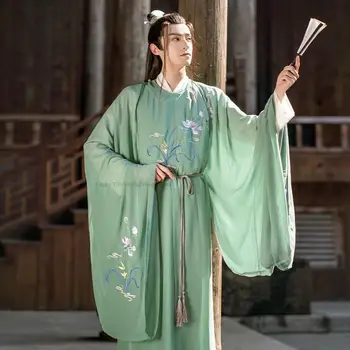 Древен костюм в китайски стил, елементи Хан, мъжки халати за баня с кръгло деколте, костюм Тан, реколта традиционните мъжки облекла за cosplay Hanfu
