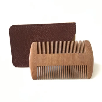 Дървена четка за коса за оформяне на брада, гребен за брада от естествен сандалово дърво, с малки и грубо назъбен - Антистатик имат гребен за всекидневна употреба