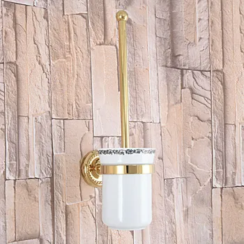Държач за тоалетна четка от полиран месинг златен цвят, Стенни полици за баня, Аксесоари за баня, Обзавеждане за четки за тоалетна tba594