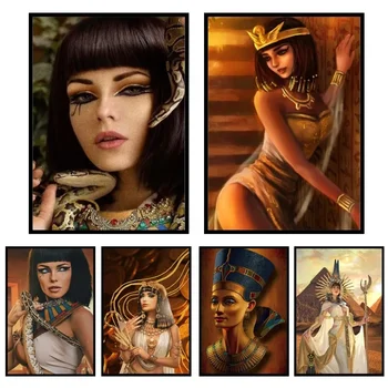 Египетската Богиня на Ретро постер, печат върху хартия за плакати, Началната дневна, спалня, входа на бар, ресторант, Кафене, Художествена боядисване, декорация