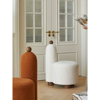 Единична стол Art Light, луксозен стол за грим от овче руно, тоалетка, стол