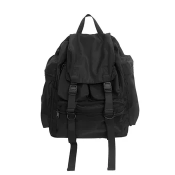 Ежедневието на Обикновен черни Дамски Мъжки раници, раница в стил уличен облекло, училищни чанта за пътуване, къмпинг, Водоустойчива найлонова чанта Унисекс