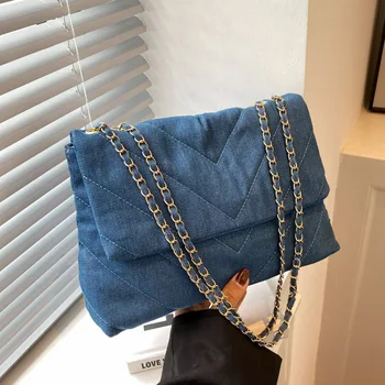 Ежедневни дамски чанта от едно платно, модни чанти през рамо с веригата, дамски чанти голям капацитет