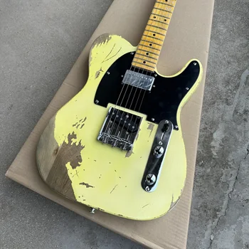 Електрическа китара Heavy Relic TL Корпус от елша Лешояд от клен Состаренная профили Покритие нитролаком жълт цвят по поръчка