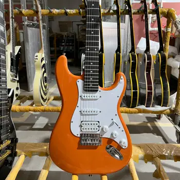 Електрическа китара ST, Корпус от червено дърво, Оранжев Цвят, Хастар от палисандрово дърво 22 Прагчета китара с 6 Струни 기타, Безплатна Доставка