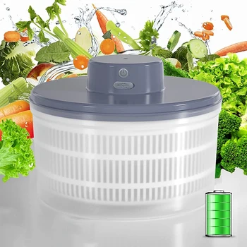 Електрическа машина за пресоване на салата-сушилня за зеленчуци, акумулаторна чрез USB, бързосъхнеща машина за пресоване на плодове за салата