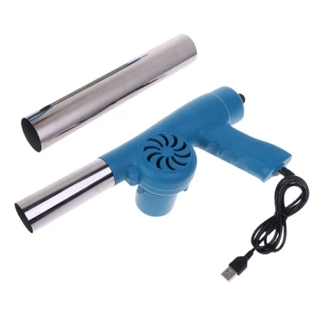 Електрически вентилатор за барбекю, преносим вентилатор за барбекю с USB кабел, 2 въздуховод R9UF