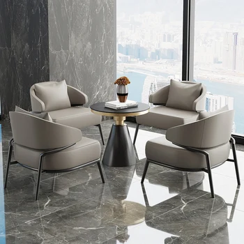 Ергономичен съвременен прост стол за дневна, удобни подови тапицирани в скандинавски стил, Дизайнерски кожени възглавнички за четене, мебели за дома