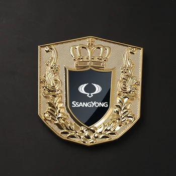 Етикети към предната решетка на колата под формата на корони, метални етикети на предната решетка на автомобила за SsangYong Actyon Kyron с Аксесоари с логото на