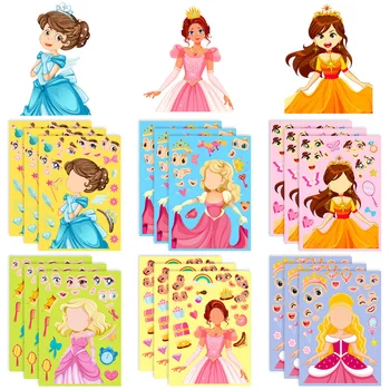 Етикети-пъзели с участието на принцеси, които променят лицето на 6-24 лист, направи си сам, стикер-пъзел 