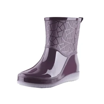 Женски мини топли непромокаеми обувки, със средна дължина, сгъстено износоустойчиви леки непромокаеми обувки, памучни кухненски непромокаеми обувки за жени