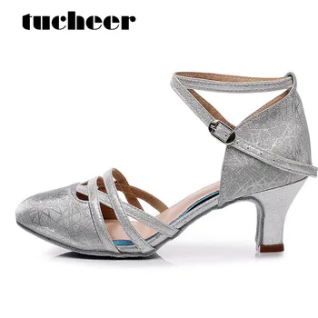 Женски обувки за латино танци на средно обувки с мека подметка Модерни танцови спортни сандали дантела, за да се изяви на сцената