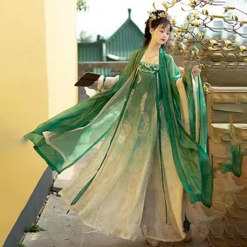 Женски традиционни китайски рокли WATER Hanfu, костюм принцеса на Династия Тан, Зелен, Розов, Магазин за дамско облекло на денс
