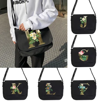 Женски училищни чанти-незабавни посланици за жени, дамски чанти на рамо, Златни цвете, всеки ден холщовые дамски чанти голям капацитет