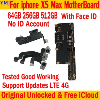 За iPhone XS MAX дънна Платка Оригиналната Разблокированная Безплатна Логическа Такса icloud 64G 256G 512G С/ Без Подобрения Подкрепа Face ID на дънната Платка