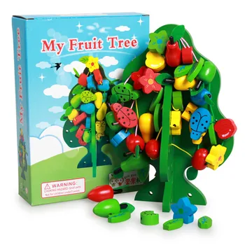 [Забавно] от Цветни мултифункционални коледна украса от дървени мъниста, забавни Дървени играчки за коледната елха, животни, плодове мъниста, играчки Монтесори
