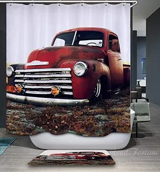 Завеса за душ Chevy Truck Ретро Селски Червен Камион Автомобили Декор на банята