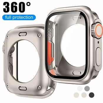 Защитен капак за Apple Watch 8 7 45 мм 41 мм 44 мм 40 мм, изработени От закалено Стъкло и корпус PC Заменен с Ultra Bumper iWatch Series SE 6 5 4