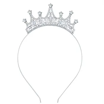 Златна Корона за Рожден Ден, Луксозни Сребърна Диадема с блестящи кристали, Аксесоар за стайлинг на коса, Превръзка на главата от сплав с кристали За жени
