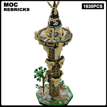 Известният мащабната поредица игрални сцени Sheikah Tower MOC строителни блокове Архитектурен модел за Сглобяване на технически Тухли Детска играчка