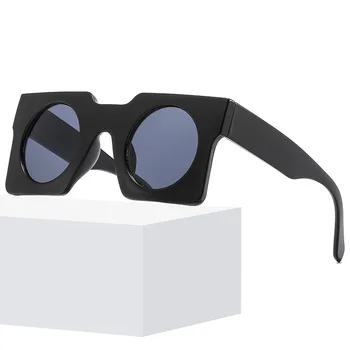 Извънгабаритни квадратни мъжки Дамски слънчеви очила Модерен vintage слънчеви очила с кръгли лещи, Слънчеви очила Модерен ретро Дизайн марка Очила