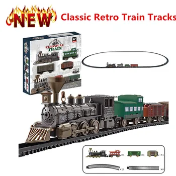 Имитация на електрически класически жп влакове САМ Assembly Малка Играчка влак Състав набор от Детски подарък играчка за железопътни вагони