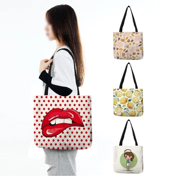 Индивидуални Дамски чанти с цветен рисувани чанти-тоут, Чанта през рамо за пазаруване с голям капацитет