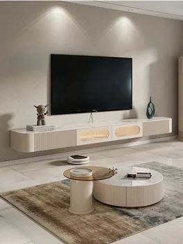 Италиански луксозен лек окачен шкаф за телевизор, кафе масичка, комбиниран къща, модерен проста подвесная стена