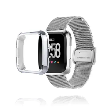 Каишка Fitbit Versa 2 3 Band Sense Lite С Защитно Фолио За Екрана, Броня От TPU, Метална Гривна За Часа Versa, Аксесоари За Каишка За Часовник
