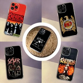 Калъф за телефон Slayer Heavy Metal Rock Band за Iphone 15 14 13 12 Pro Mini 11 Max Xr Xs X 8 Plus Прозрачен