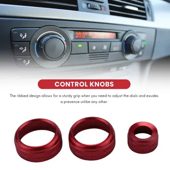 Капаци за пръстени на Регулатора на силата на звука на климатик и Радио за BMW 1 2 3 3GT 4 Серия (F20 F22 F30 F31 F32 F33 F80 F82 F87) 3шт Червен цвят