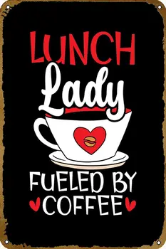 Кафе плакат за една дама-обяд, лидице табела, Метална табела за хранене, реколта забавна табела за дома кафенета, табела ресторант, бар, 12 x 8