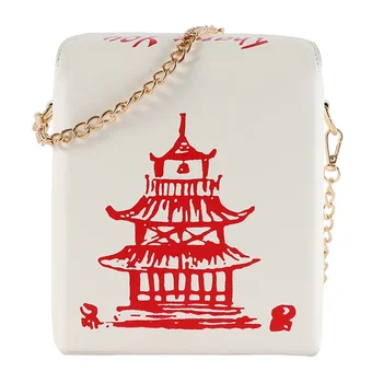 Китайска кутия за вкъщи, портфейл, дамска чанта от изкуствена кожа Нов, модерен клатч с веригата по рамото за момичета, чанта-тоут