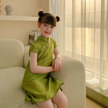 Китайското Традиционната Рокля С Къс Ръкав, официални Рокли Рокли Qipao за Момичета, Вечерни Костюми, Коледна Облекло За Деца на Принцеса