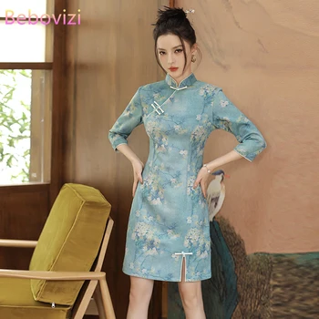 Китайското традиционно Елегантна Тънка рокля Ципао Есен-зима, Ново Модерно подобрено Младежко рокля Рокля