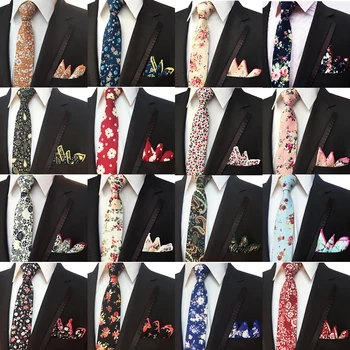 Класически Универсален 6 См. Хлопчатобумажный Тънка Вратовръзка на Цветчета и Набор от Носа Шалове за Подарък за Сватба Парти, Офис Бизнес Случайни Вратовръзка С Пейсли