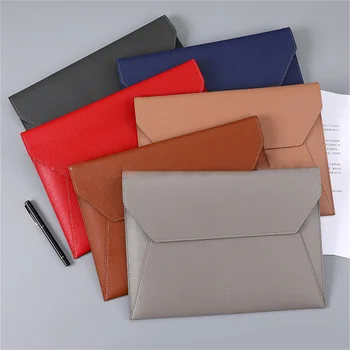 Кожен портфейл формат А4, бизнес папка, класически дизайн на бутоните, чанта за документи с голям капацитет, канцеларски материали, органайзер за файлове