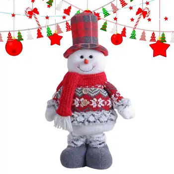 Коледна кукла-снежен човек, фигурка на Дядо Коледа, Плюшен играчка, кукла, ръчно изработени, пълнени елен, кукла-животно, Телескопична Дълъг крак, устойчиви