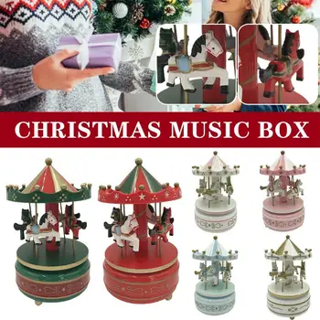 Коледна музикална ковчег, играчка-въртележка, автоматична въртележката, украса за домашно парти, Коледен подарък за рожден ден, за приятелите-за деца