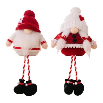 Коледни джуджета, Коледна плюшен безлични кукла, Коледен декор ръчно изработени, окачени джуджета с дълги крака, подарък за дома.