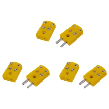 Комплект конектори за свързване на термодвойки тип K в жълта пластмасова кутия Hot-3X