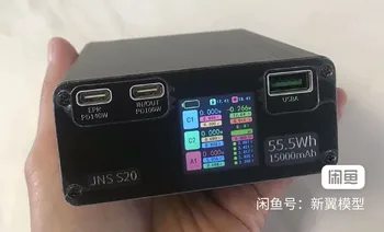 Комплект мобилен хранене с цветен екран JNS S20 без запояване може да се настрои с пет сериите на литиеви батерии 21700 без батерии
