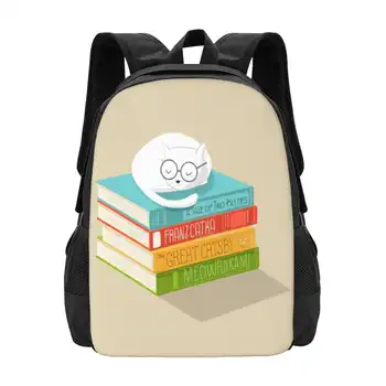 Котката обича книги, училищен раница с голям капацитет, чанти и калъфи за преносими компютри, Книги, Поезия за книгата любители, Китен, Ботаник, Сладък карикатура