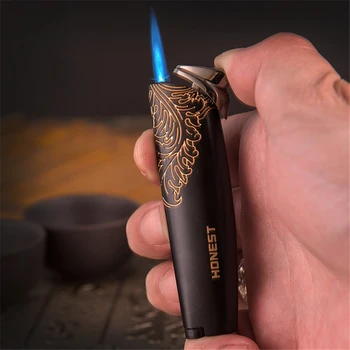 Креативна мъжки метална ветрозащитная газова запалка със син пламък, Бутановая запалка, Аксесоари за пушачи