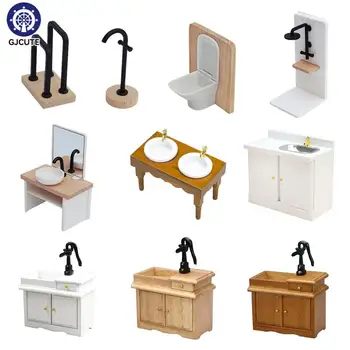 Куклена къща в миниатюра от 1бр Шкаф за мивка в банята, кухненски мивка, чекмеджето, Модел мебели, декор, Играчки, Аксесоари за кукла къща