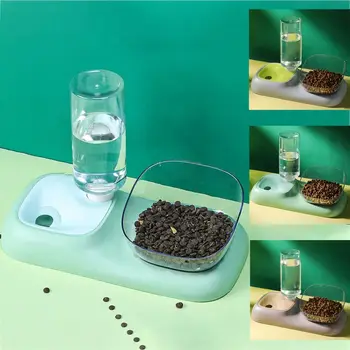 Купа за вода за котки със защита от преобръщане, практически подвижна пластмасова автоматична пиенето за котки, фонтан за вода за коте и кученце