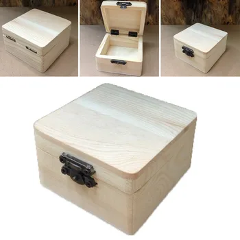 кутия за съхранение 1бр Кутия за Бродерия Подарък Кутия Домакински Органайзер Опаковка Обикновен Дървен Подарък Висококачествена Естествена Кутия за съхранение 8*8*4.5 см
